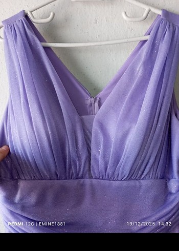 Mor Drapeli Uzun Abiye Elbise - Görsel 6