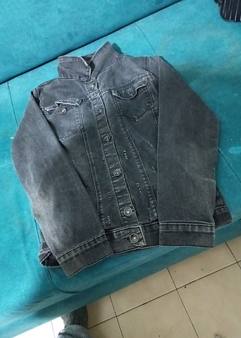 Siyah Düğmeli erkek çocuk kot Ceket - Görsel 2
