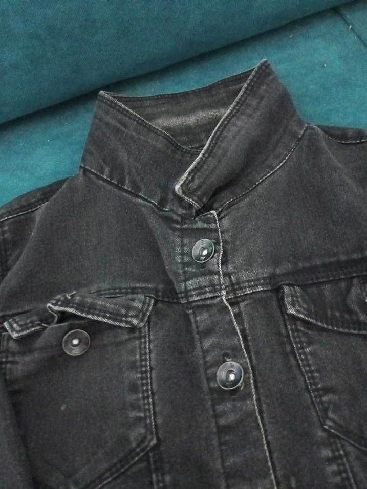 Siyah Düğmeli erkek çocuk kot  Ceket - Görsel 3