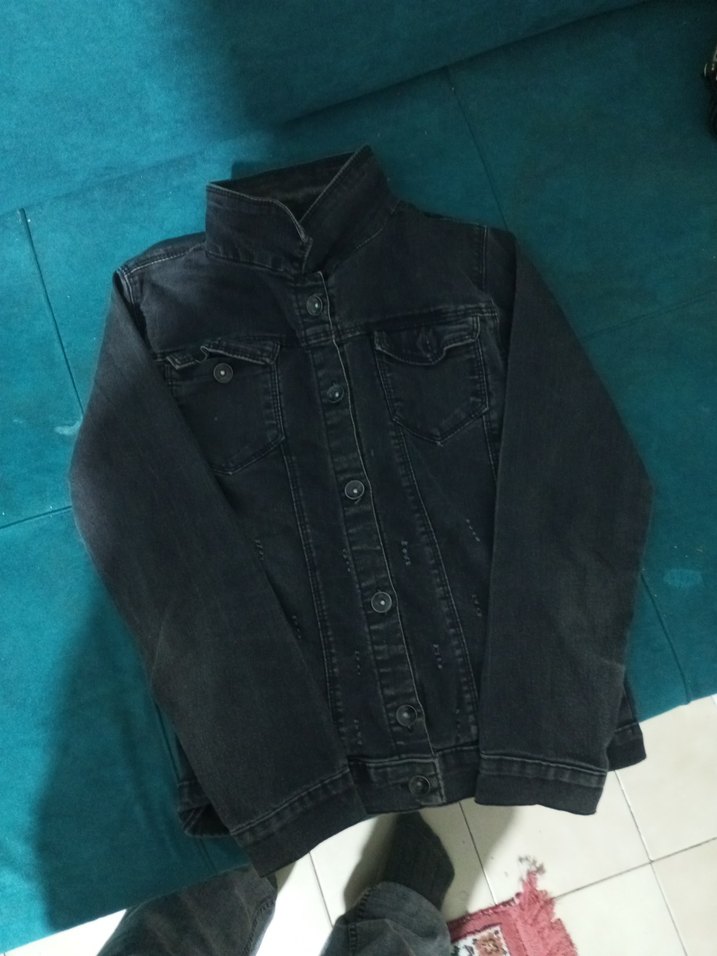 Siyah Düğmeli erkek çocuk kot  Ceket - Görsel 5