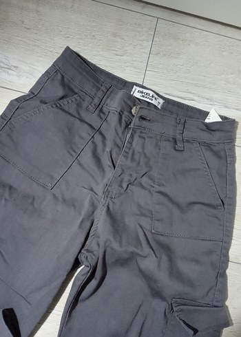 s Beden Gri Kadın Kargo Kot Pantolon