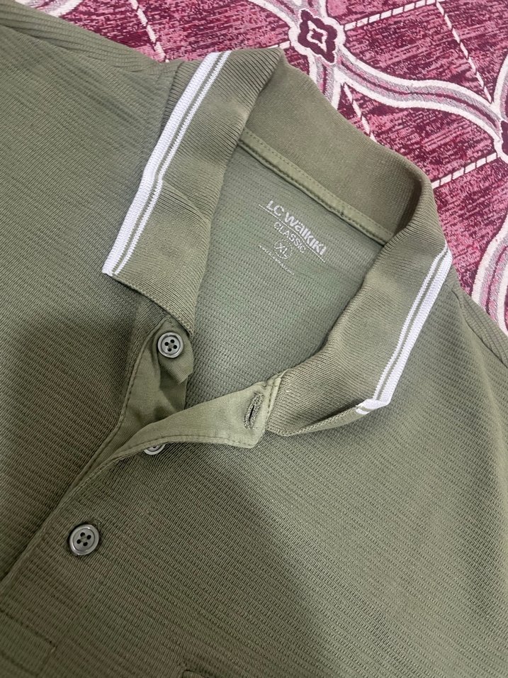 Erkek Haki Polo Tişört Düğmeli Yaka - Görsel 3