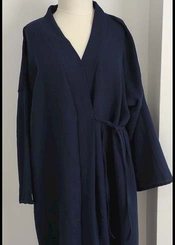 universal Beden lacivert Renk Uzun müslin kumaş kimono