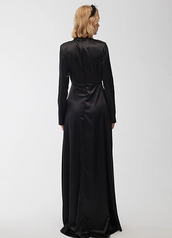 MANUKA VIOLET DEGAJE ABİYE ELBİSE SİYAH - Görsel 6