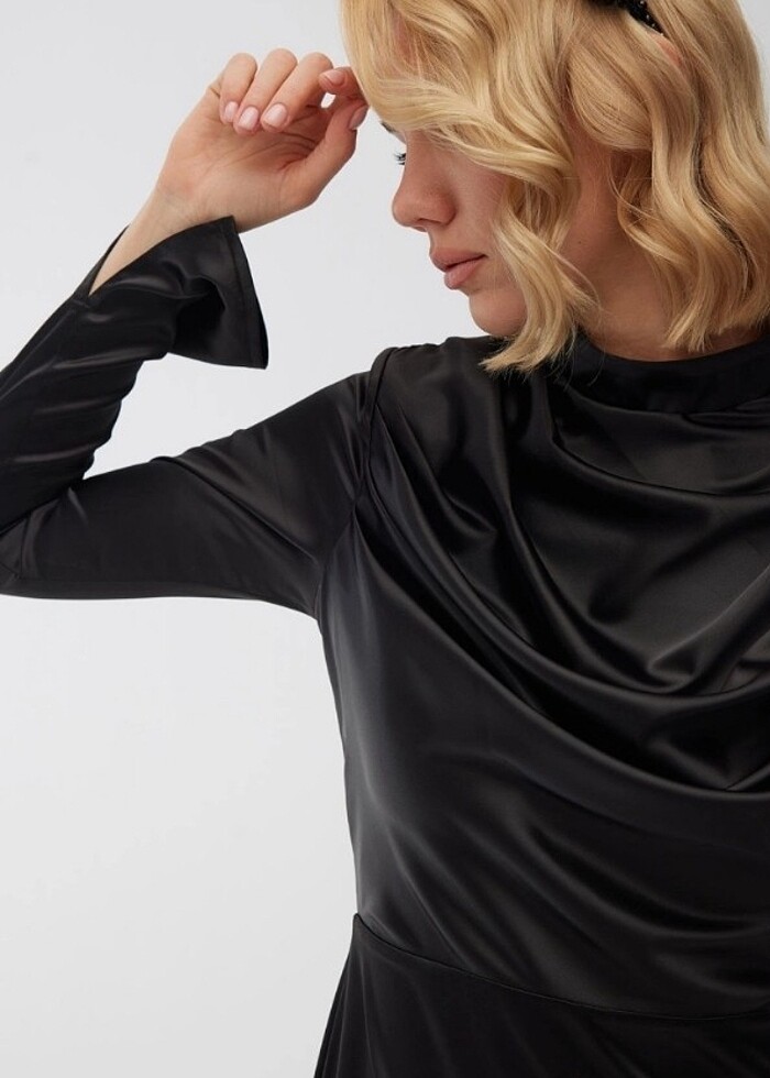 MANUKA VIOLET DEGAJE ABİYE ELBİSE SİYAH - Görsel 4