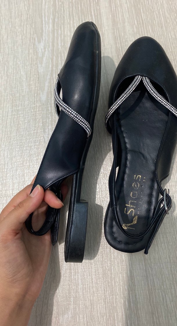 Siyah Parlak Yılan Desenli Kadın Dolgu Topuklu Babet - Görsel 3