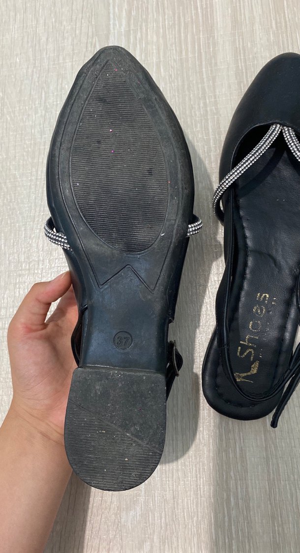 Siyah Parlak Yılan Desenli Kadın Dolgu Topuklu Babet - Görsel 2