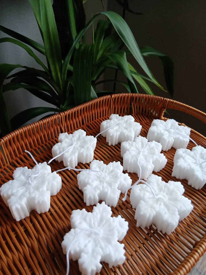 Beyaz Kar Tanesi Şekilli Mumlar - Görsel 2