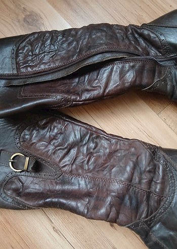 Kahverengi Deri Tokalı Diz Boyu Bot - Görsel 7