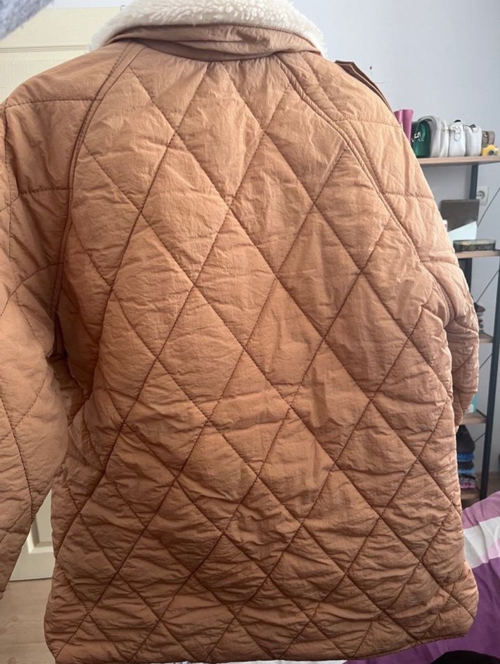 Bej Düğmeli Midi Kadın Kışlık Mont - Görsel 2