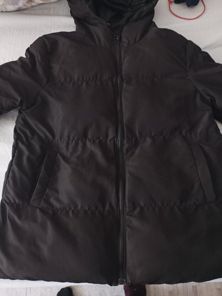 Siyah Midi Kadın Mont Fermuarlı Kapüşonlu - Görsel 4