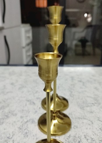 Parlak Altın Renkli Şamdan Seti - Görsel 3