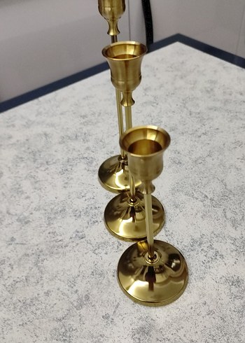 Parlak Altın Renkli Şamdan Seti - Görsel 2