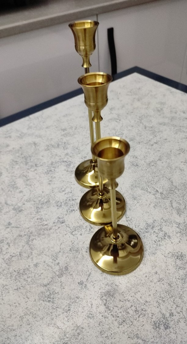 Parlak Altın Renkli Şamdan Seti - Görsel 2