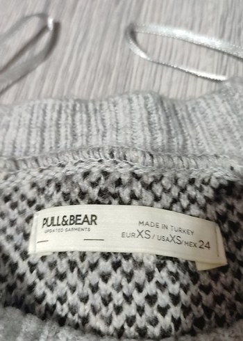 Gri Zebra Desenli Örgü Kadın Kazak - Görsel 4