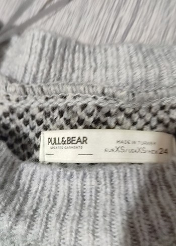 Gri Zebra Desenli Örgü Kadın Kazak - Görsel 7