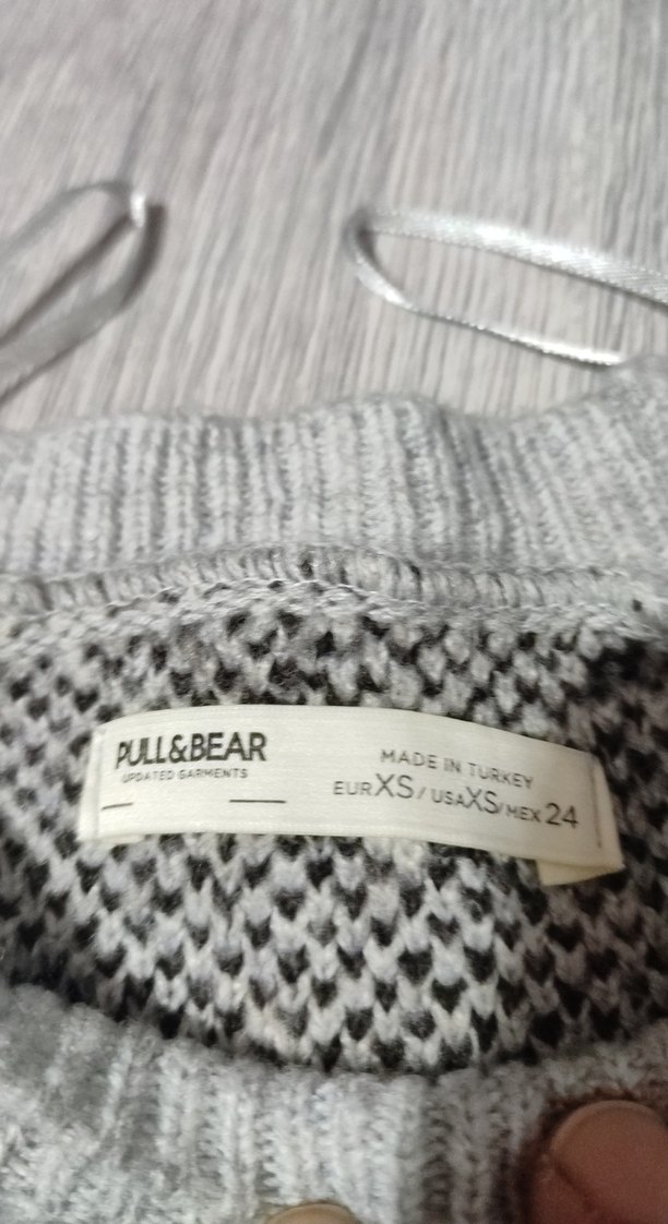 Gri Zebra Desenli Örgü Kadın Kazak - Görsel 4