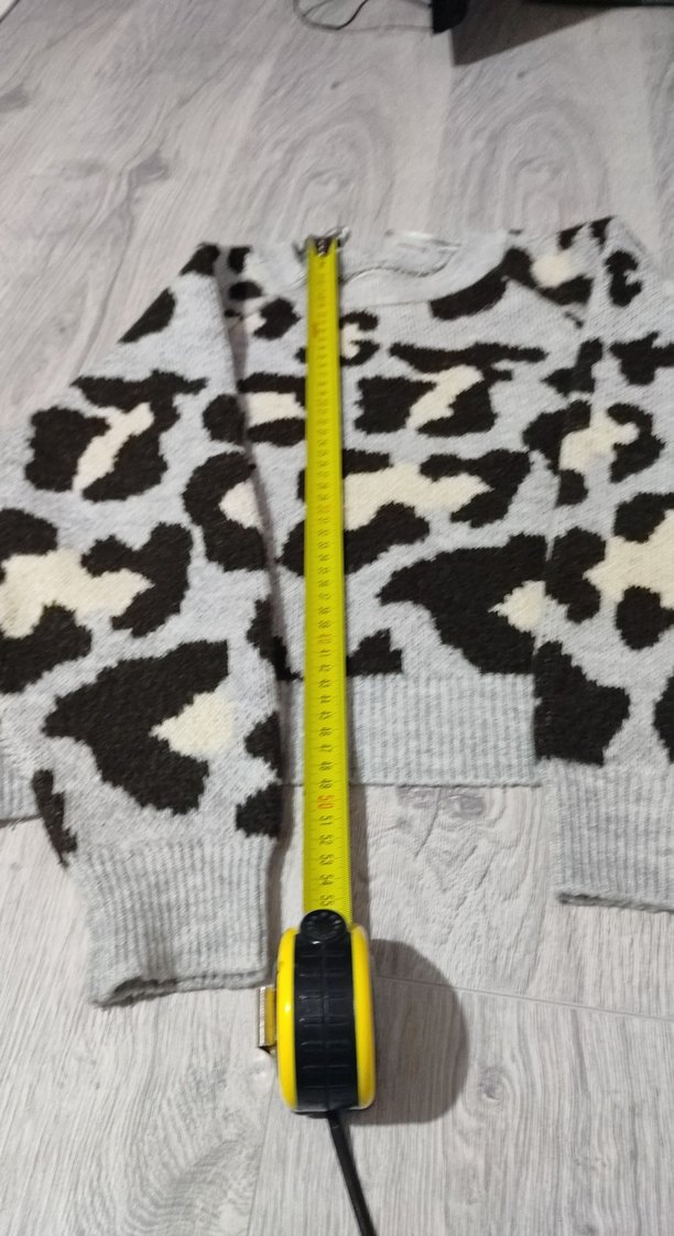 Gri Zebra Desenli Örgü Kadın Kazak - Görsel 2