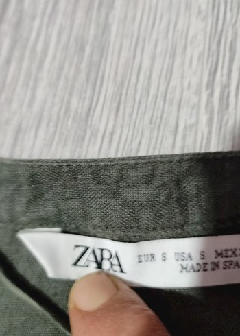 Gri Keten Düğmeli Uzun Kollu Kadın Gömlek - Görsel 2