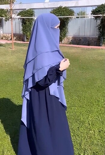 3 katlı şifon khimar