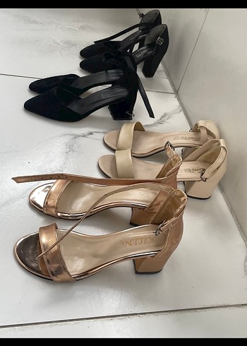 Siyah Krem Tek bant Topuklu Ayakkabı - Görsel 2