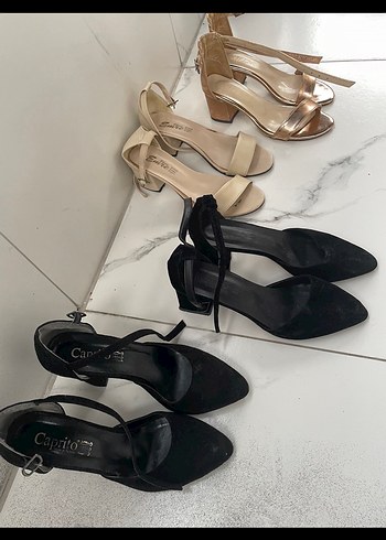 Siyah Krem Tek bant Topuklu Ayakkabı - Görsel 3