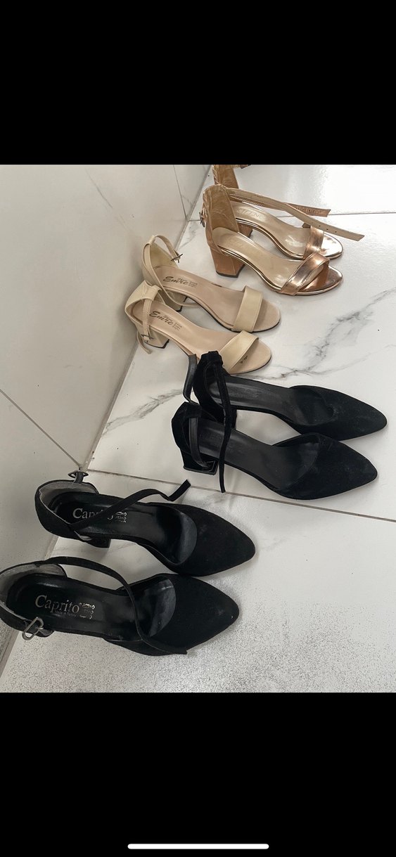 Siyah Krem Tek bant Topuklu Ayakkabı - Görsel 3