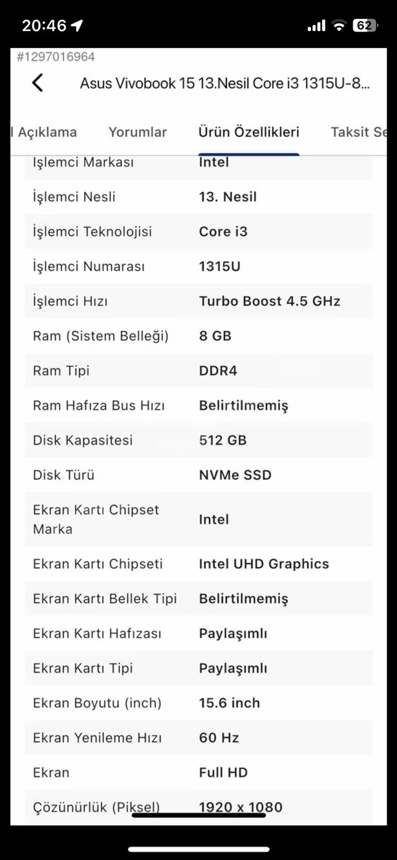 Garantili Faturalı ASUS Vivobook 15 Laptop 13.Nesil Core i3 - Görsel 2