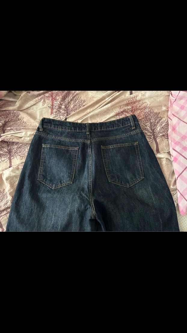 Lacivert Bol Kesim Kadın Kot Pantolon - Görsel 2