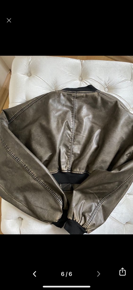 Kadın Gri Deri Fermuarlı Ceket - Görsel 2