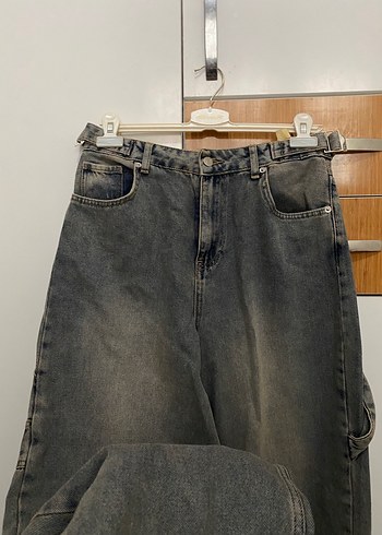 Gri Bol Kesim Kadın Midi Denim Pantolon - Görsel 2