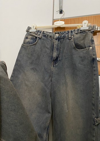 Gri Bol Kesim Kadın Midi Denim Pantolon - Görsel 3