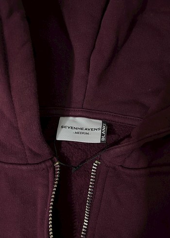 m Beden Bordo Kapüşonlu Fermuarlı Unisex Hoodie
