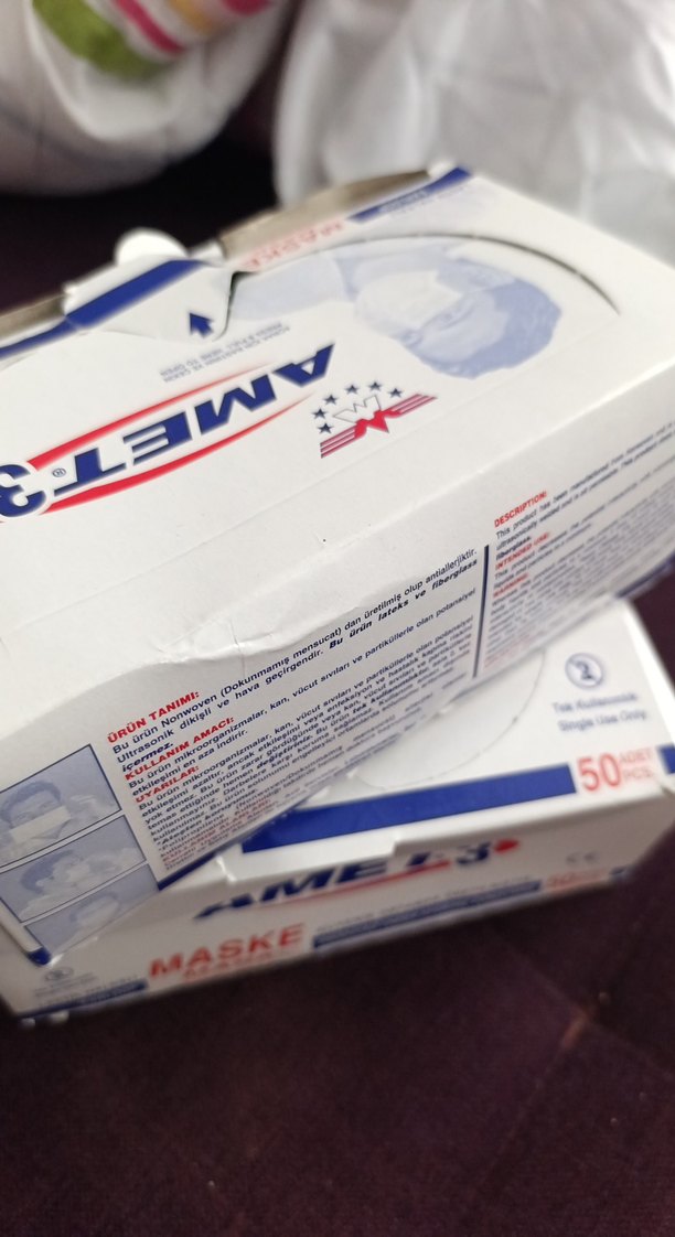 AMET3 Tek Kullanımlık Maske 100adet ikili paket - Görsel 2