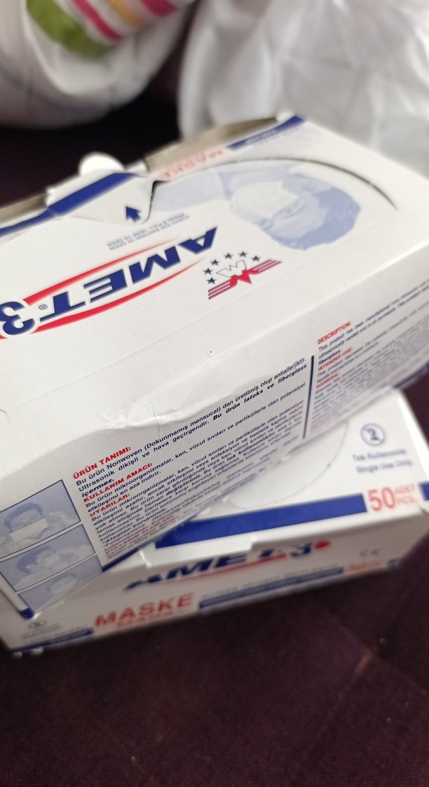 AMET3 Tek Kullanımlık Maske 100adet ikili paket - Görsel 3