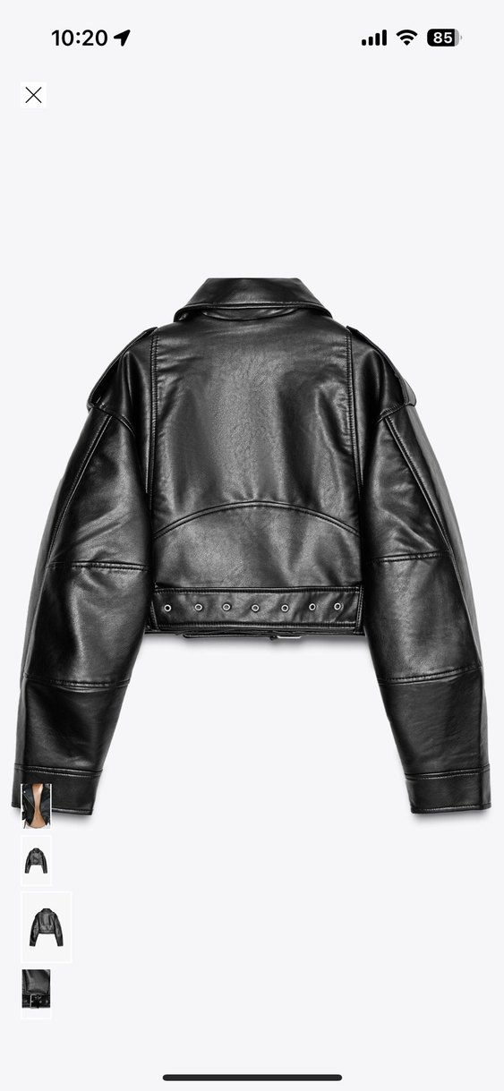 Siyah Deri Kemerli Biker Ceket zara - Görsel 3