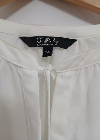 Kadın Beyaz Pamuklu Fırfırlı V Yaka Bluz - Görsel 4