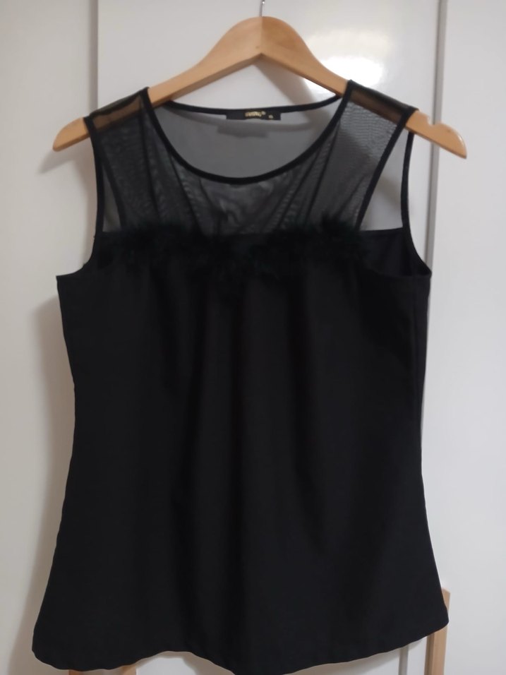 Siyah Kolsuz Midi Bluz - Görsel 3