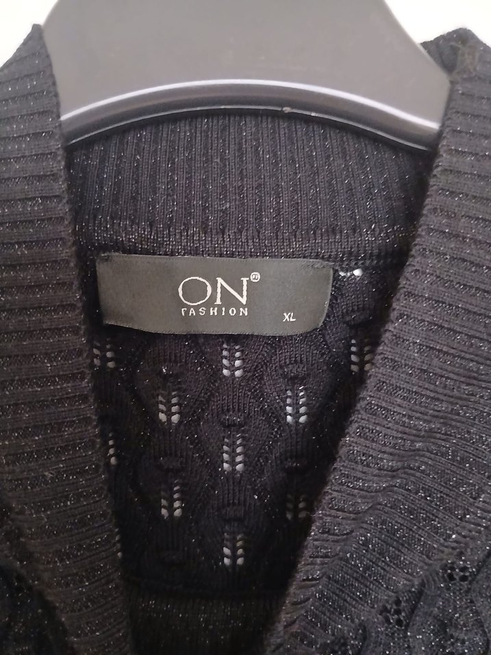 Siyah Örgü Kısa Kollu Boğazlı Kazak - Görsel 4