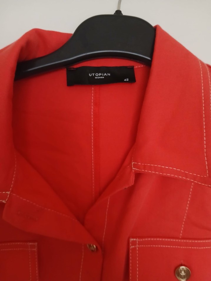 Kırmızı Kemerli Midi Kadın Elbise - Görsel 4