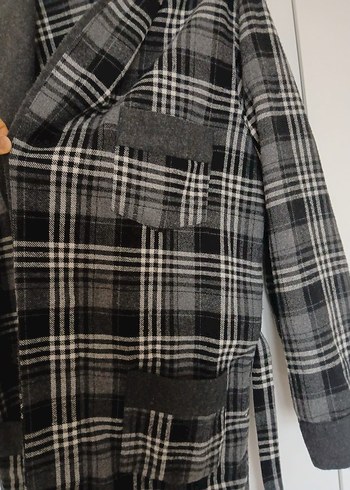 Gri Ekose Desenli Pamuklu Bornoz - Görsel 3