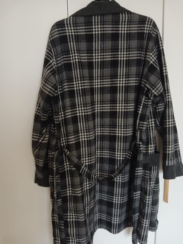 Gri Ekose Desenli Pamuklu Bornoz - Görsel 2