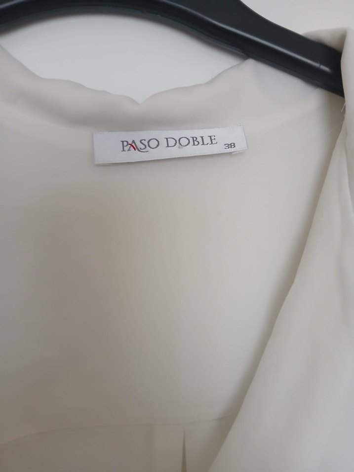 Beyaz Kadın V Yaka Kısa Kollu Salaş Gömlek - Görsel 5