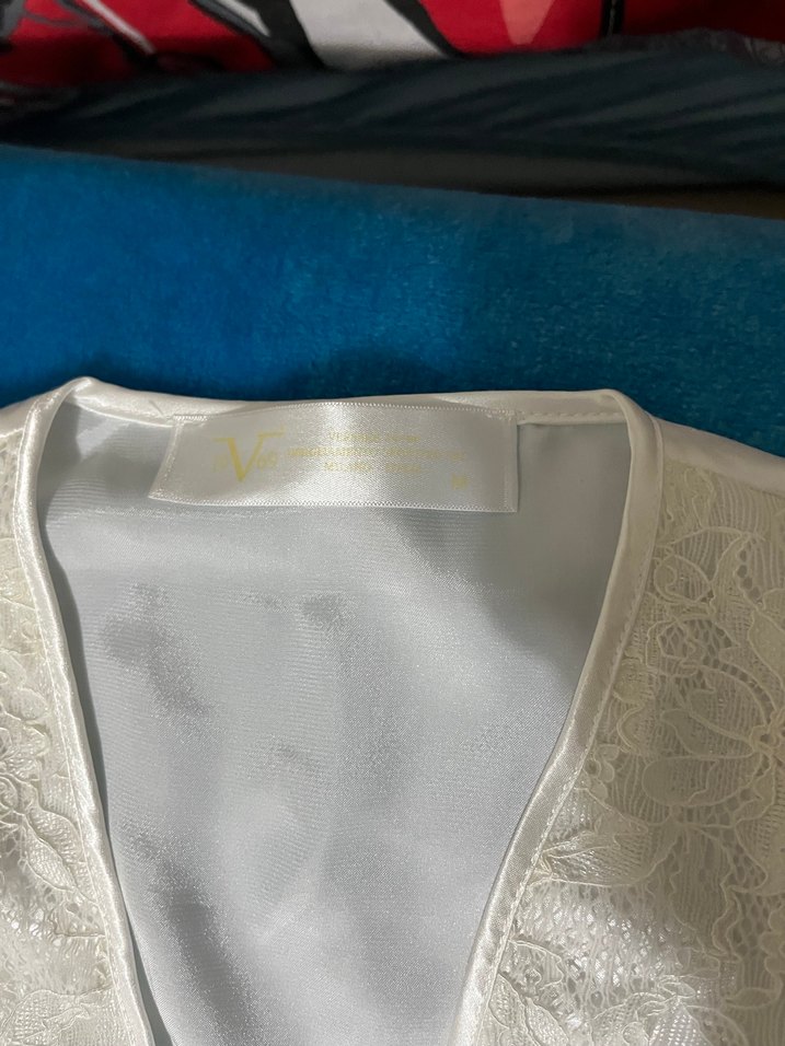 Kadın Parlak Beyaz Kısa Kollu gecelik takımı saten kumaş - Görsel 4