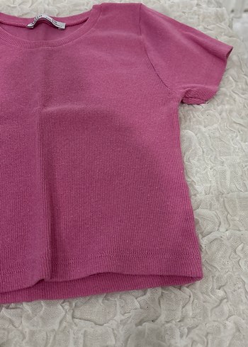 Pembe Basic Kısa Kollu Crop - Görsel 2