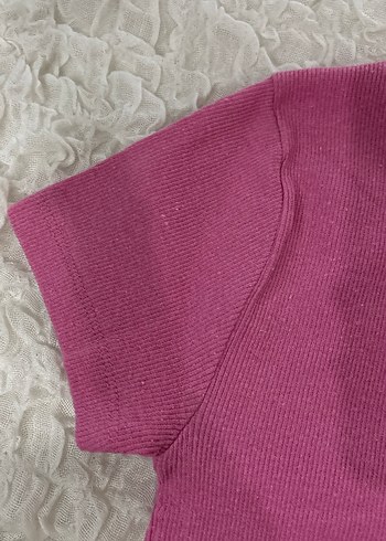 Pembe Basic Kısa Kollu Crop - Görsel 4