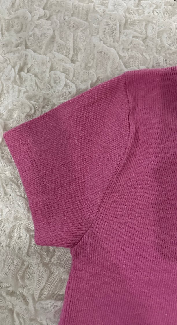 Pembe Basic Kısa Kollu Crop - Görsel 4