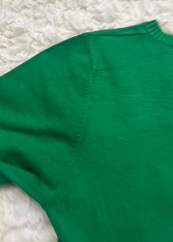 Kadın Yeşil V Yaka Pamuklu Kazak Twist - Görsel 8