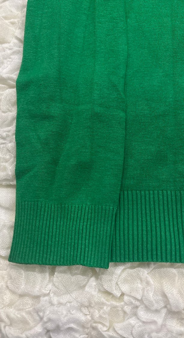 Kadın Yeşil V Yaka Pamuklu Kazak Twist - Görsel 4