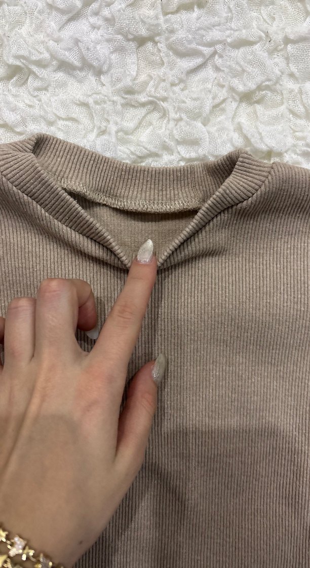 Kadın Bej Uzun Kollu Triko Kazak - Görsel 3